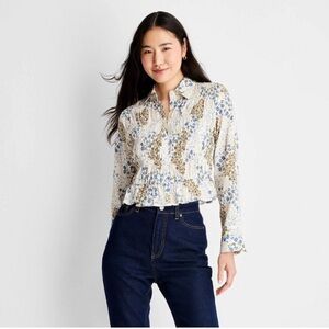 FUTURE COLLECTIVE Reese Blutstein Blouse Womens size large